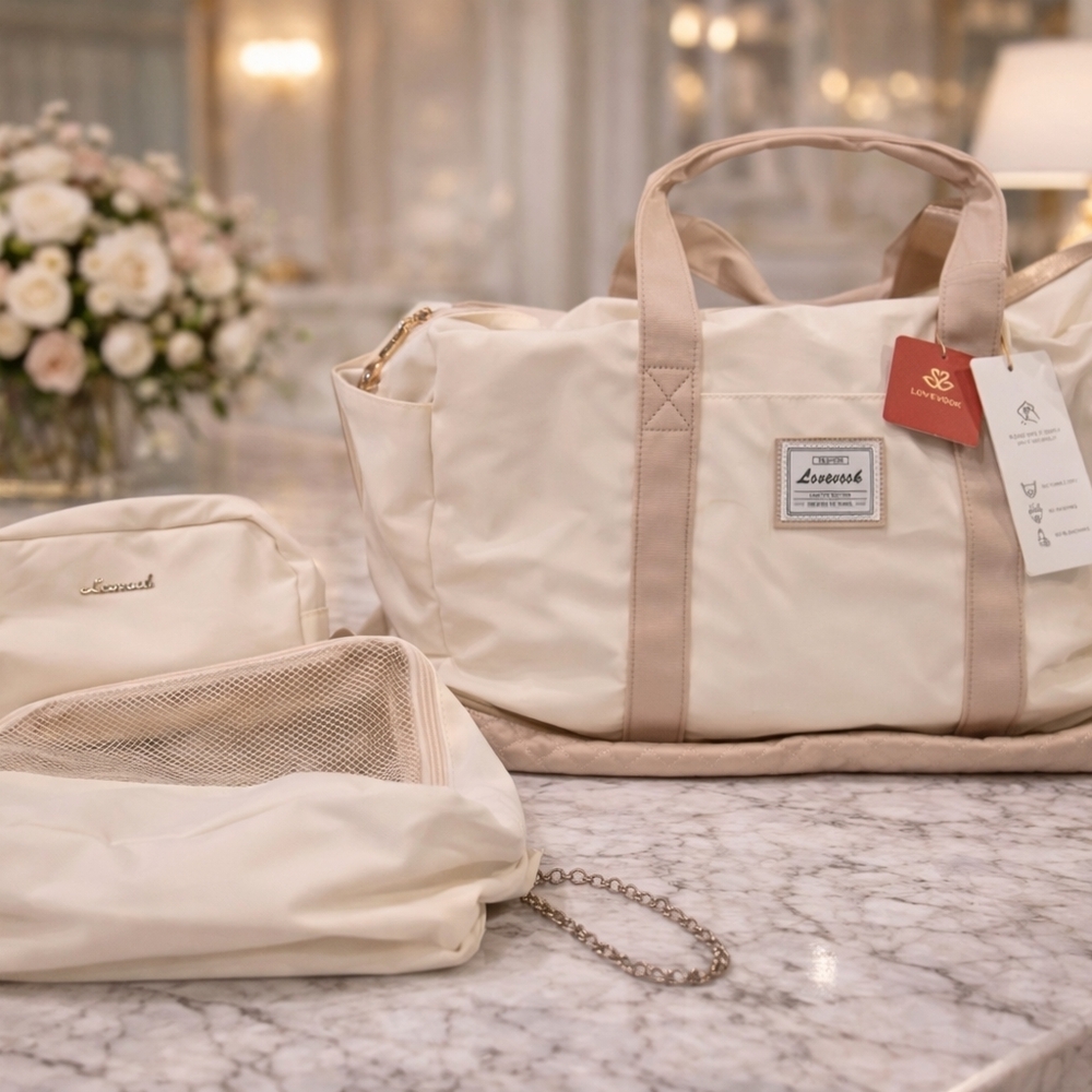 LeSportsac Beige and Cream Travel Bag Set